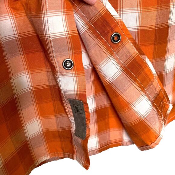 REI Snap Button Front Short Sleeve Hiking Shirt Men's Medium Zip Pocket Vents - Picture 6 of 12